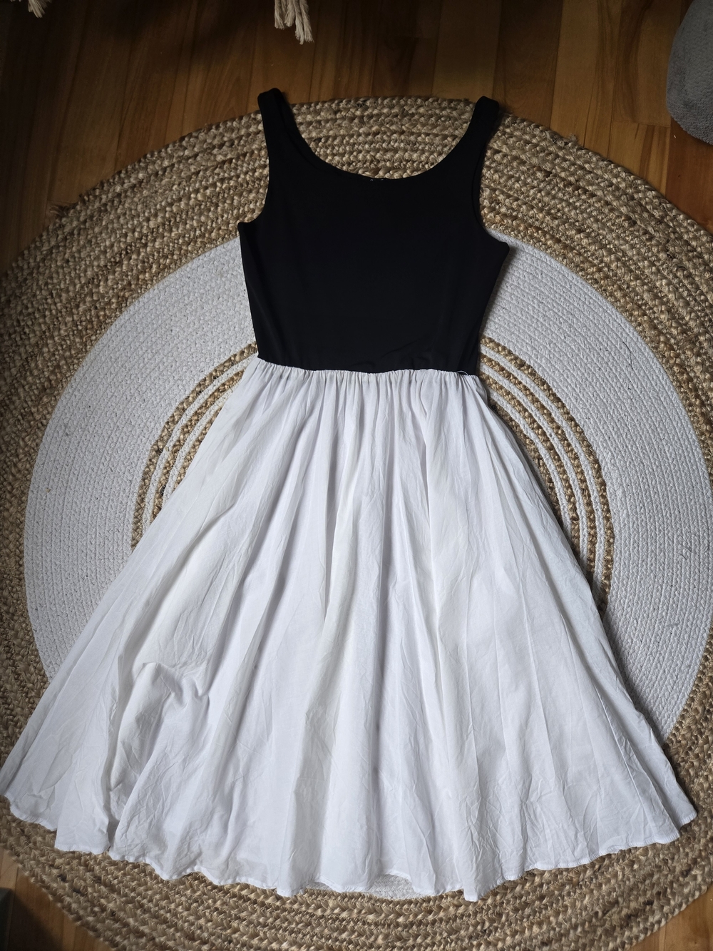 Sara Duke Sleeveless Black & White Midi Dress Minimalist Goth Summer Staple